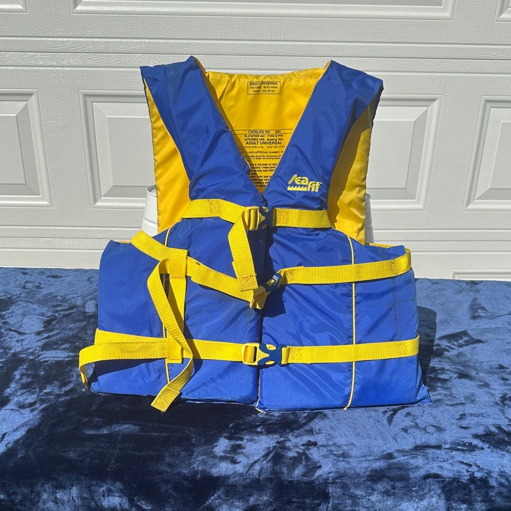 Brand New! Seafit Blue & Yellow Adult Universal Life Jacket - Adult Vest